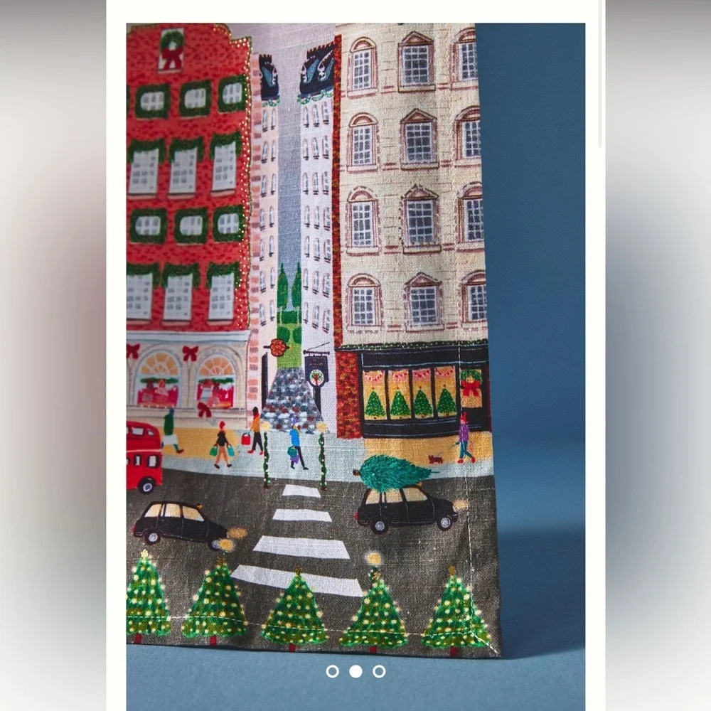 Anthropologie Holiday in the City London Christmas Dish Towel